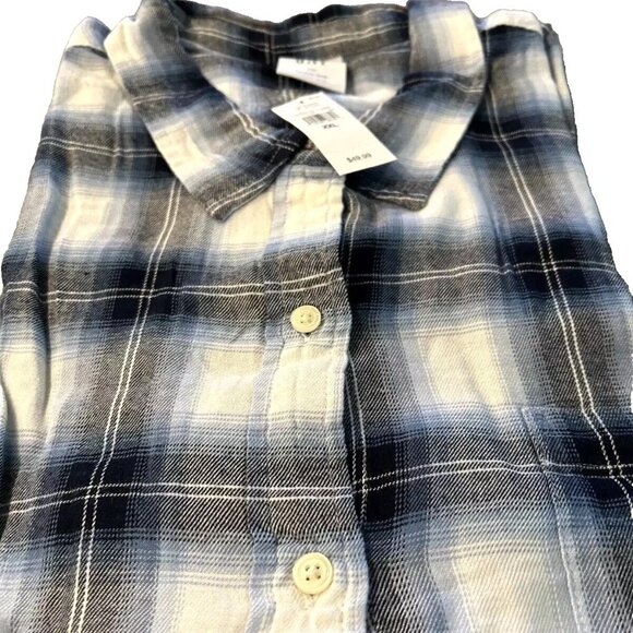 Gap The Easy Shirt Blue/Black Plaid Flannel plus size XXL NWT - Picture 7 of 10